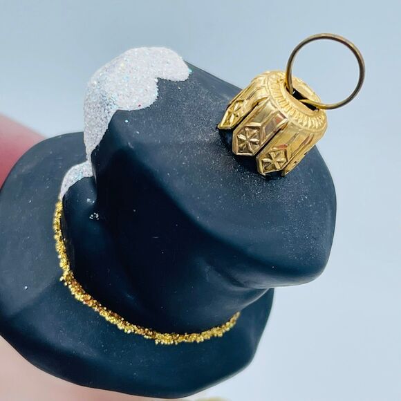 Vintage European Hand Blown Glass Christmas Ornament Frosty Snowman in Tophat - Picture 5 of 8